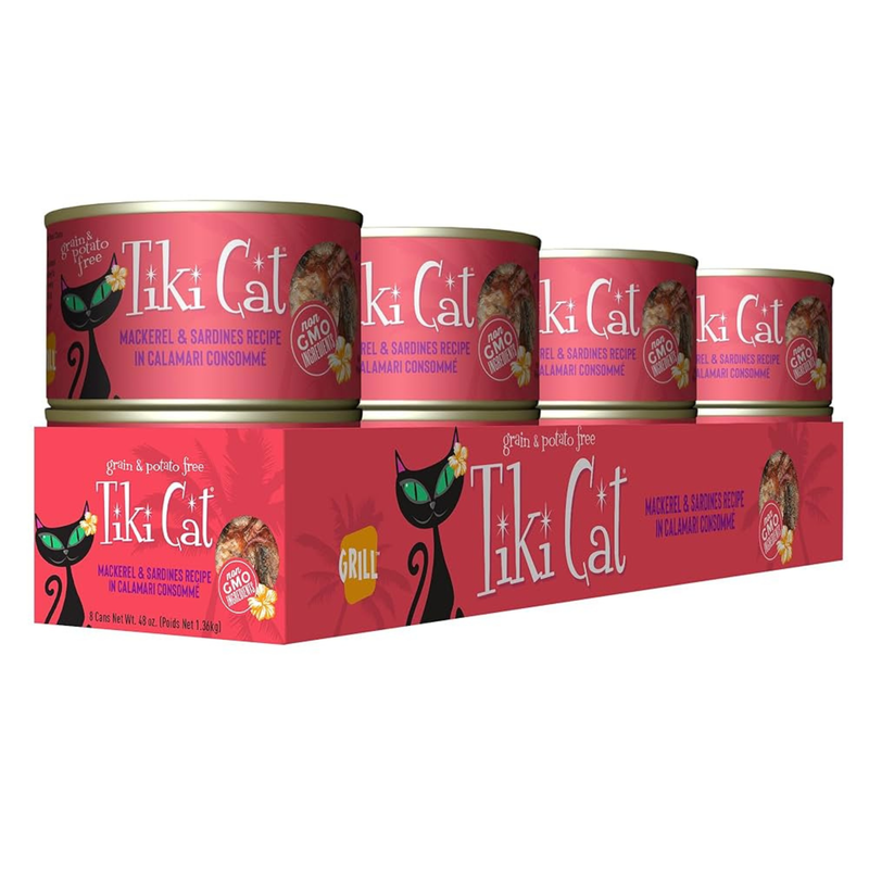 Canned Cat Food - Makaha GRILL - Mackerel & Sardines Recipe in Calamari Consommé