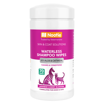 Waterless Shampoo Wipes with Aloe & Oatmeal for Dogs & Cats - Japanese Cherry Blossom - 70 wipes