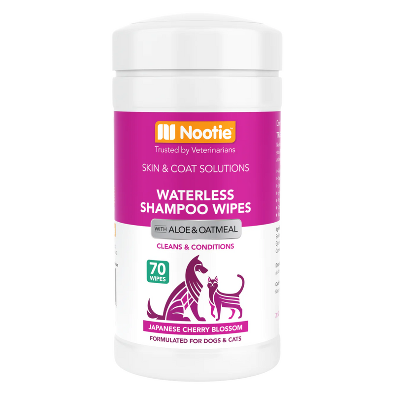 Waterless Shampoo Wipes with Aloe & Oatmeal for Dogs & Cats - Japanese Cherry Blossom - 70 wipes