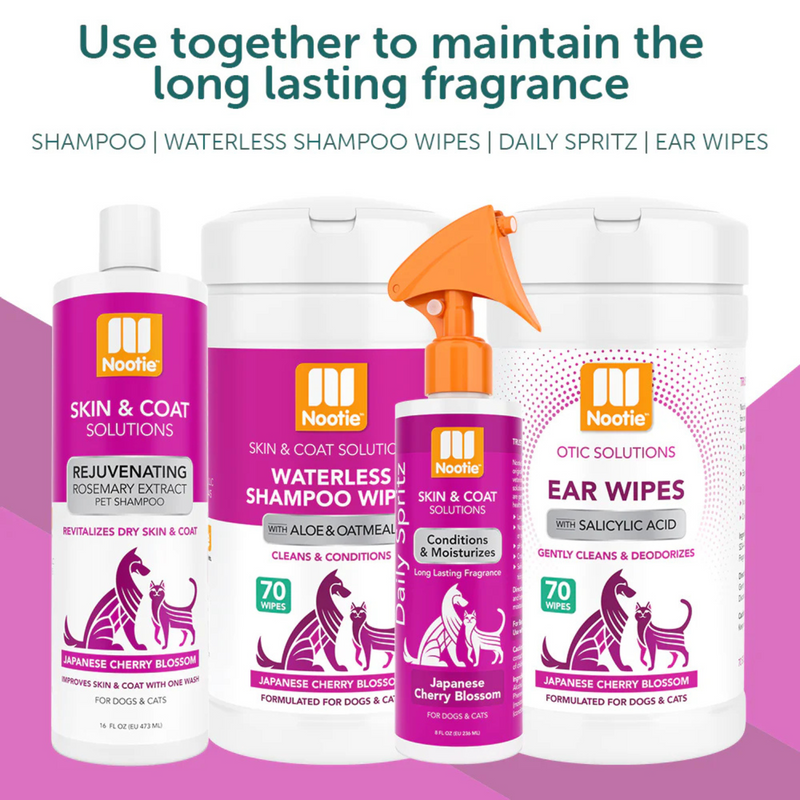 Waterless Shampoo Wipes with Aloe & Oatmeal for Dogs & Cats - Japanese Cherry Blossom - 70 wipes