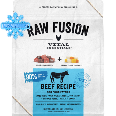 Dog Frozen Raw - RAW FUSION - Beef Patties - 6 lb