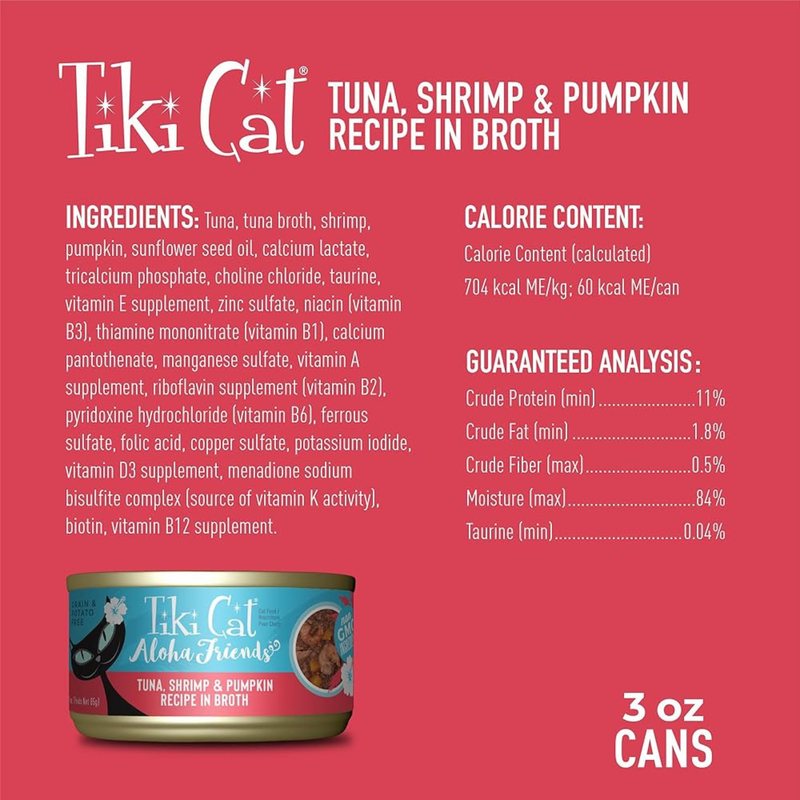 Canned Cat Food - ALOHA FRIENDS - Tuna, Shrimp & Pumpkin