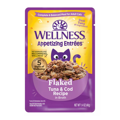 Wet Cat Food - Appetizing Entrées - Flaked Tuna & Cod Recipe in Broth - Adult