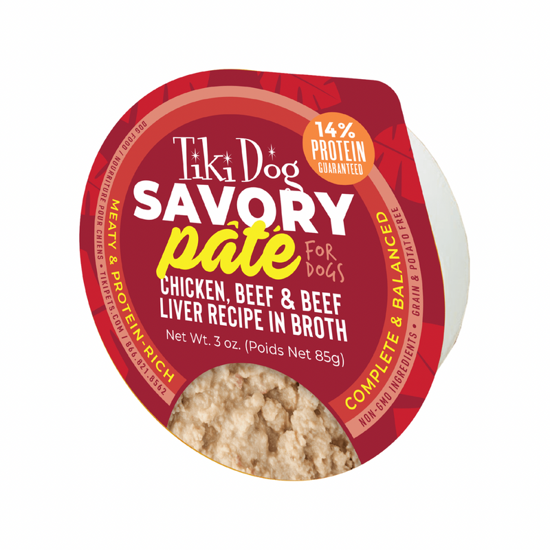 Wet Dog Food - Savory - Chicken, Beef & Beef Liver Pâté