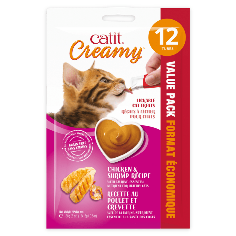 *(Best By 2025-01-21)* Creamy Lickable Cat Treat - Chicken & Shrimp - 12 tubes