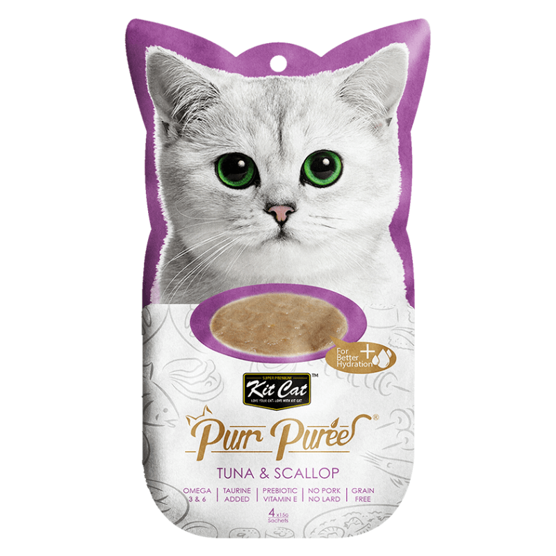 *(Best By 2025-01-19)* Cat Treat - Purr Purée - Tuna & Scallop - 15 g sachet, pack of 4