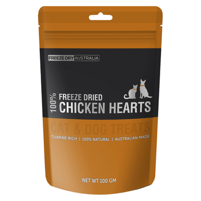 Freeze Dried Cat & Dog Treat - Chicken Hearts - 100 g