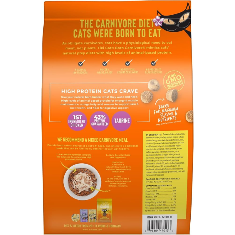 Dry Cat Food - BORN CARNIVORE - High Protein: Deboned Chicken & Egg Recipe