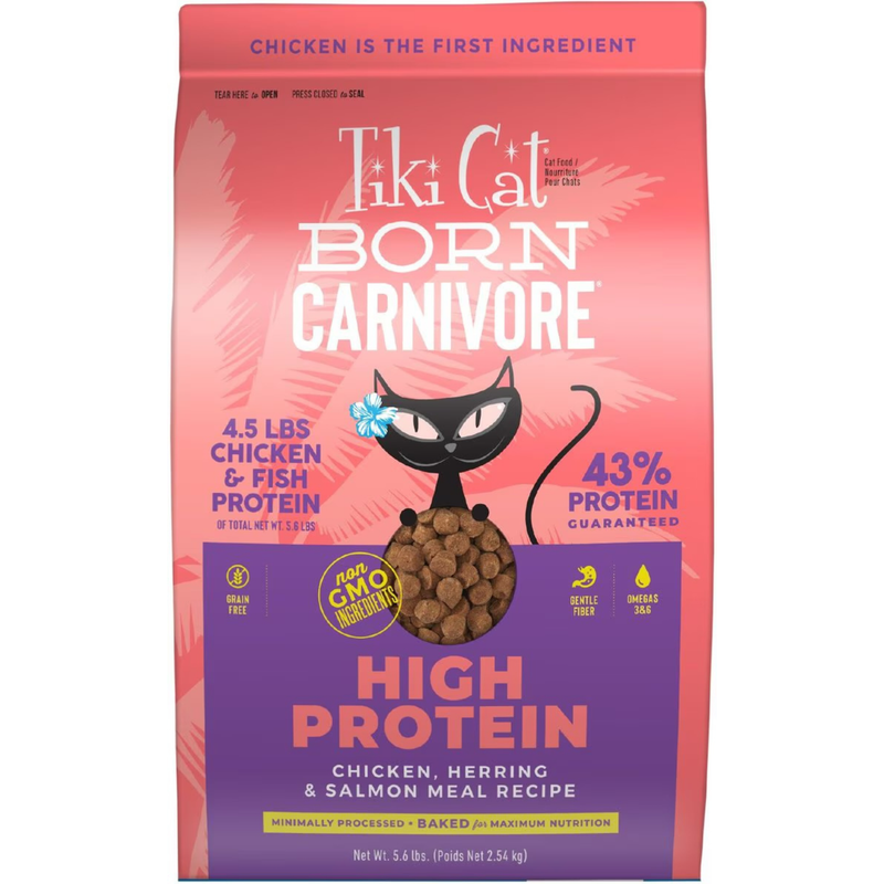 Dry Cat Food - BORN CARNIVORE - High Protein: Chicken, Herring & Salmon Recipe