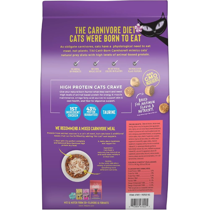 Dry Cat Food - BORN CARNIVORE - High Protein: Chicken, Herring & Salmon Recipe