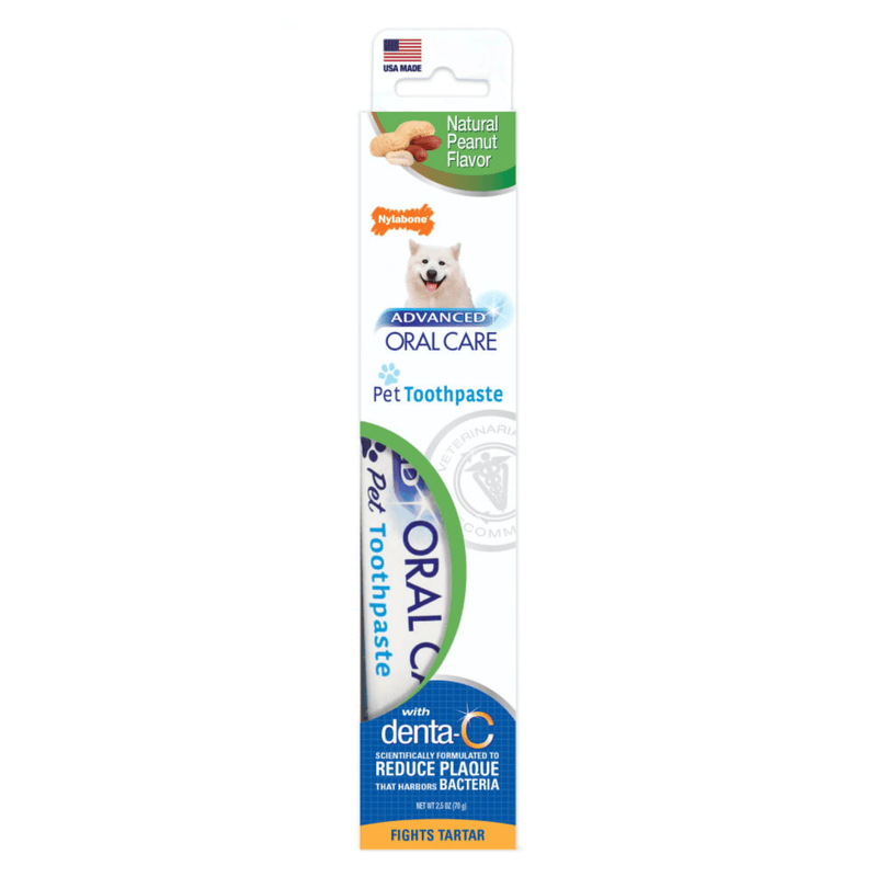 Advanced Oral Care - Dog Toothpaste - Natural Peanut Flavor - 2.5 oz - J & J Pet Club - Nylabone