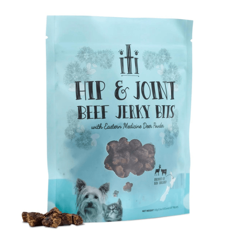 Air Dried Treat For Dogs & Cats - HIP & JOINT - Beef Jerky Bits with Eastern Medicine Deer Powder - 100 g - J & J Pet Club - iTi Pet