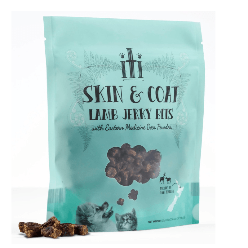 Air Dried Treat For Dogs & Cats - SKIN & COAT - Lamb Jerky Bits with Eastern Medicine Deer Powder - 100 g - J & J Pet Club - iTi Pet