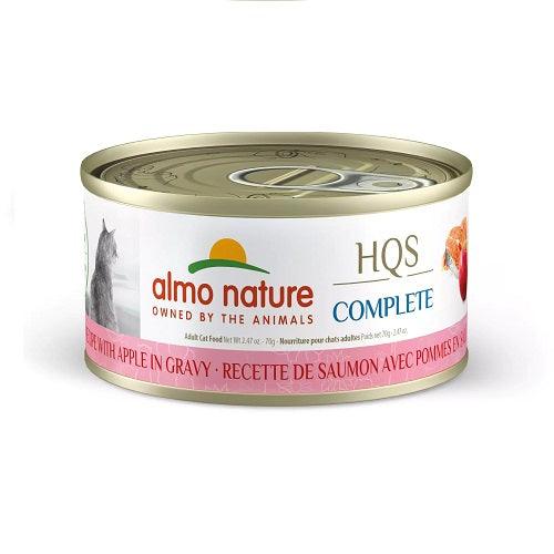 Canned Adult Cat Food - HQS Complete - Salmon recipe with Apple in gravy - 2.47 oz - J & J Pet Club - Almo Nature