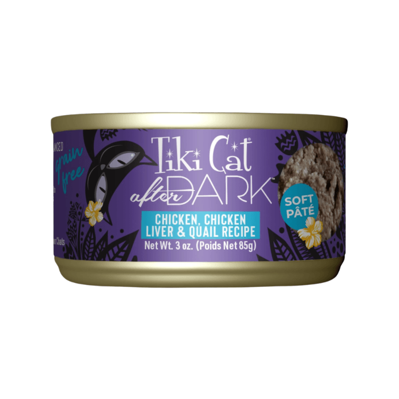 Canned Cat Food - AFTER DARK PATÉ - Chicken, Chicken Liver & Quail Recipe - 3 oz - J & J Pet Club - Tiki Cat