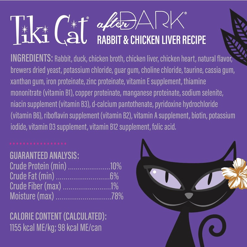 Canned Cat Food - AFTER DARK PATÉ - Rabbit & Chicken Liver Recipe - 3 oz - J & J Pet Club - Tiki Cat