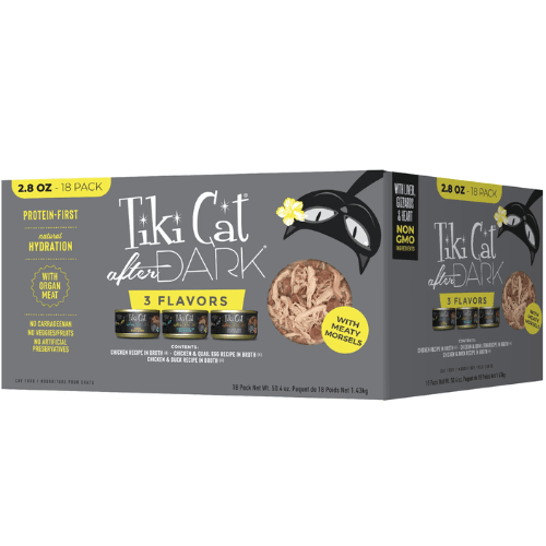 Canned Cat Food - AFTER DARK - Variety Pack - 12.8 oz can, case of 18 - J & J Pet Club - Tiki Cat