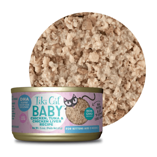 Canned Cat Food - BABY - Whole Foods Chicken, Tuna, & Chicken Liver Recipe For Kittens - 2.4 oz - J & J Pet Club
