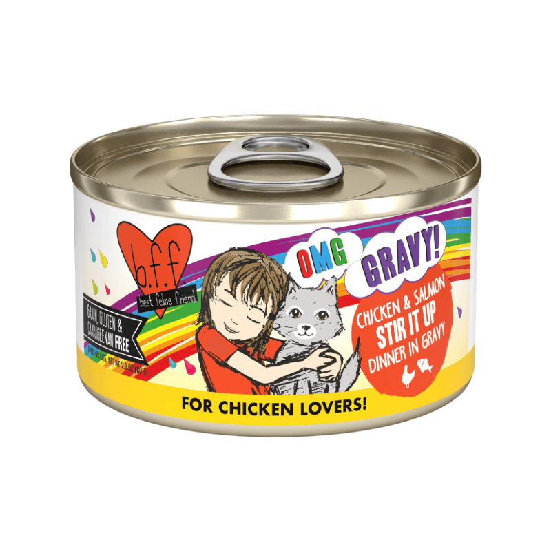 Canned Cat Food - BFF OMG - Stir It Up - Chicken & Salmon Dinner in Gravy - J & J Pet Club - Weruva