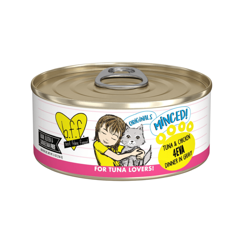 Canned Cat Food - BFF ORIGINALS Minced - 4Eva - Tuna & Chicken Dinner in Gravy - J & J Pet Club - Weruva