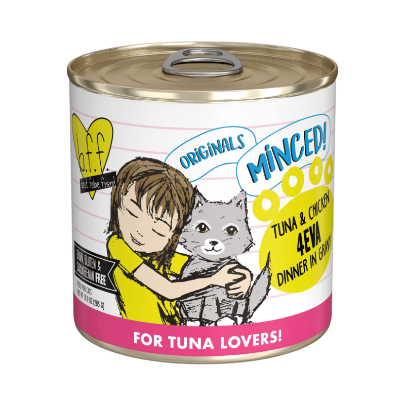 Canned Cat Food - BFF ORIGINALS Minced - 4Eva - Tuna & Chicken Dinner in Gravy - J & J Pet Club - Weruva