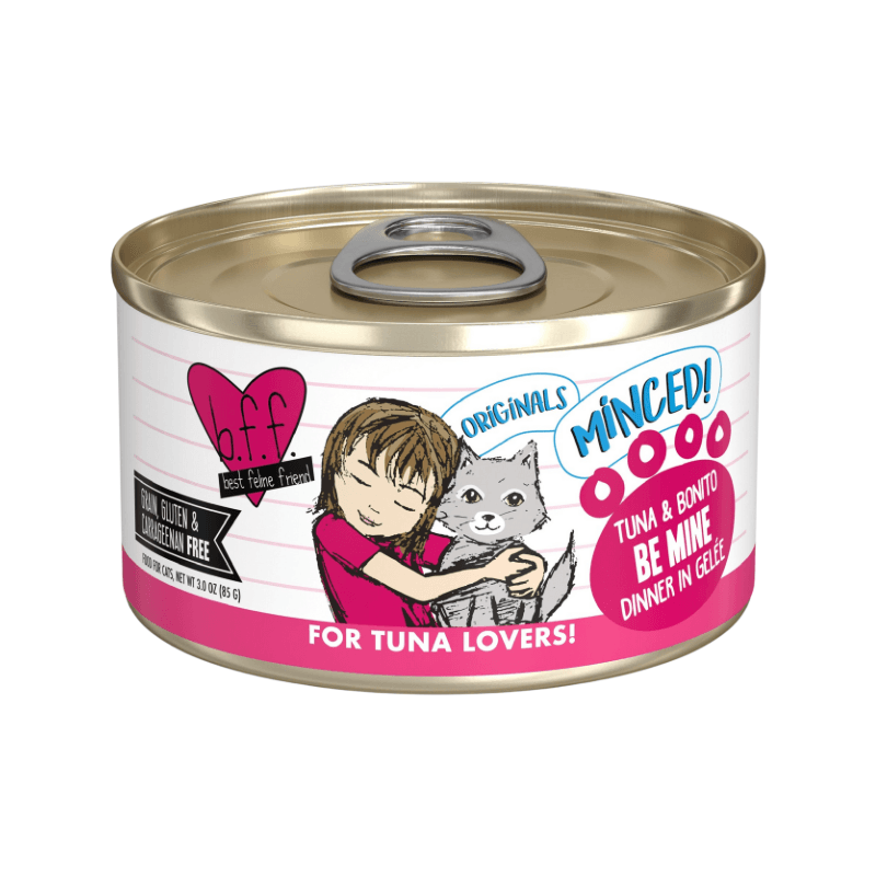 Canned Cat Food - BFF ORIGINALS Minced - Be Mine - Tuna & Bonito Dinner in Gelée - J & J Pet Club - Weruva