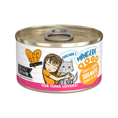 Canned Cat Food - BFF ORIGINALS Minced - Soulmates - Tuna & Salmon Dinner in Gelée - J & J Pet Club - Weruva