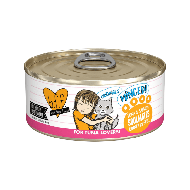 Canned Cat Food - BFF ORIGINALS Minced - Soulmates - Tuna & Salmon Dinner in Gelée - J & J Pet Club - Weruva