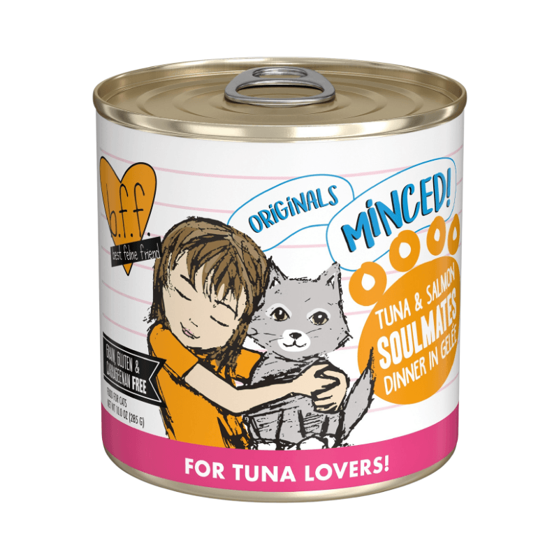 Canned Cat Food - BFF ORIGINALS Minced - Soulmates - Tuna & Salmon Dinner in Gelée - J & J Pet Club - Weruva