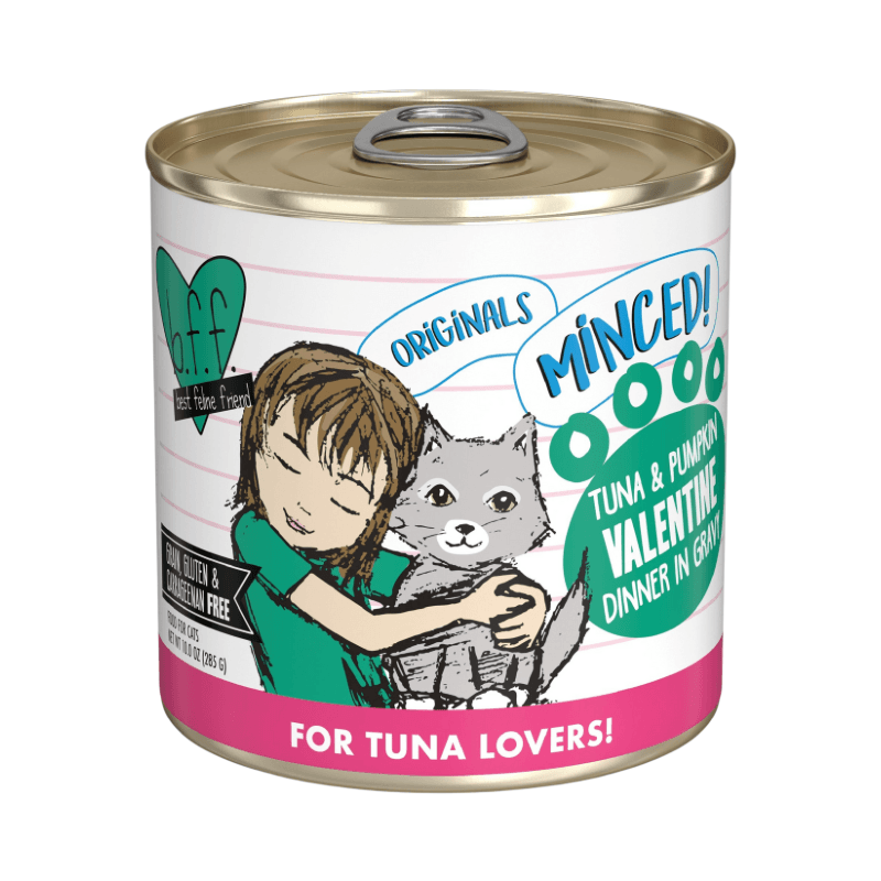 Canned Cat Food - BFF ORIGINALS Minced - Valentine - Tuna & Pumpkin Dinner in Gravy - J & J Pet Club - Weruva