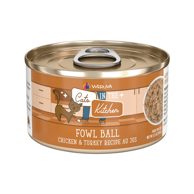 Canned Cat Food - Cats in the Kitchen - Fowl Ball - Chicken and Turkey Recipe Au Jus - J & J Pet Club - Weruva