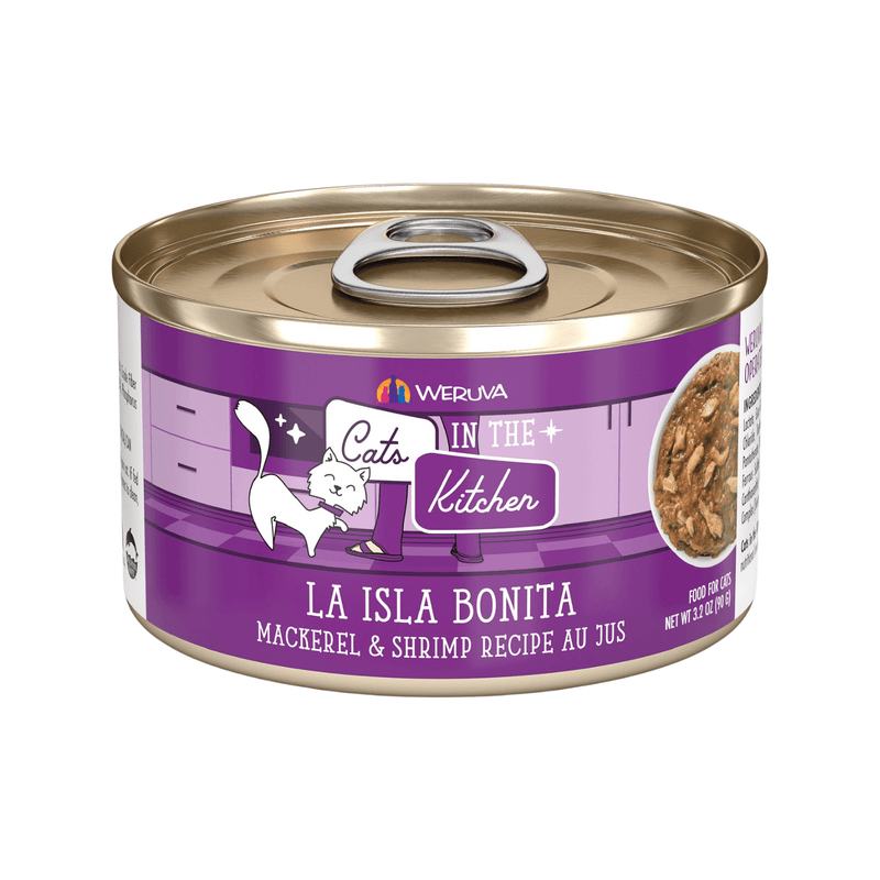 Canned Cat Food - Cats in the Kitchen - La Isla Bonita - Mackerel and Shrimp Recipe Au Jus - J & J Pet Club - Weruva