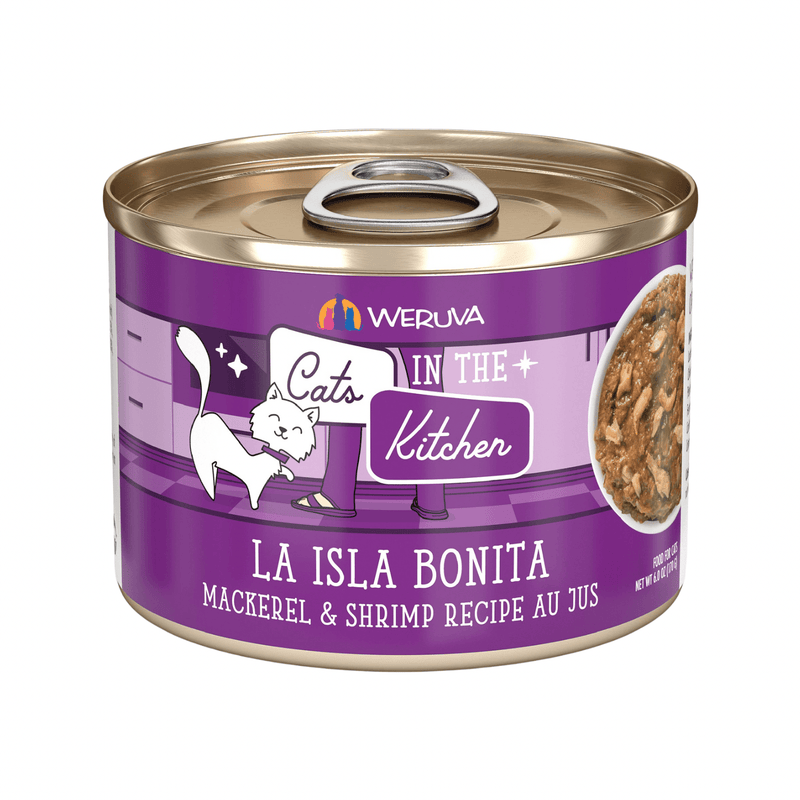 Canned Cat Food - Cats in the Kitchen - La Isla Bonita - Mackerel and Shrimp Recipe Au Jus - J & J Pet Club - Weruva