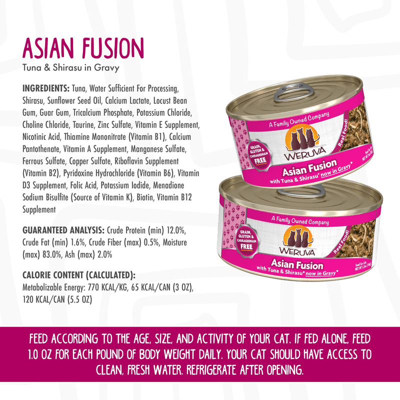 Canned Cat Food - CLASSIC - Asian Fusion - with Tuna & Shirasu in Gravy - J & J Pet Club - Weruva