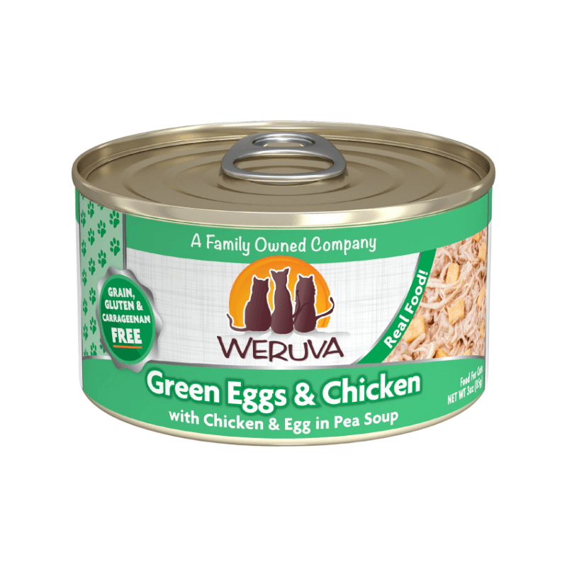 Canned Cat Food - CLASSIC - Green Eggs & Chicken - with Chicken & Egg in Pea Soup - J & J Pet Club - Weruva