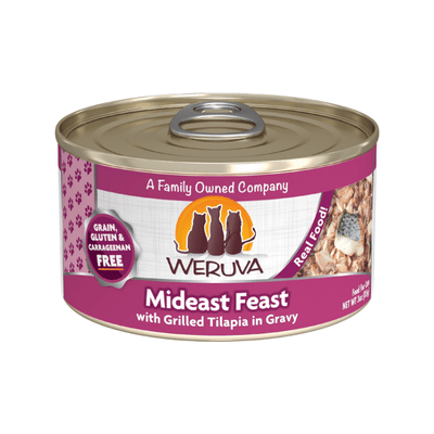 Canned Cat Food - CLASSIC - Mideast Feast - with Grilled Tilapia in Gravy - J & J Pet Club - Weruva