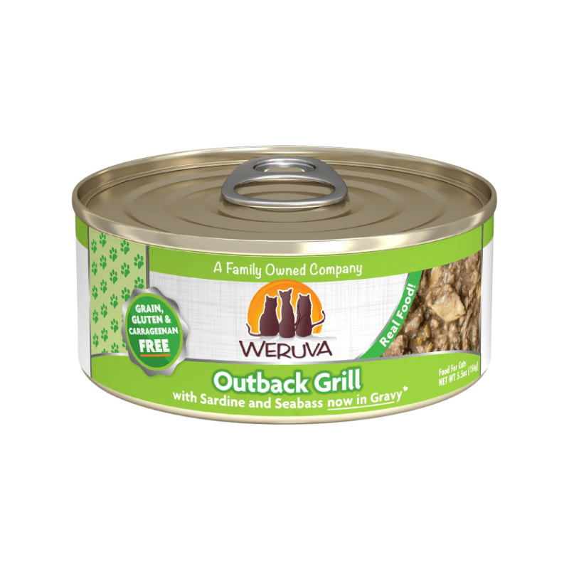 Canned Cat Food - CLASSIC - Outback Grill - with Sardine & Seabass in Gravy - J & J Pet Club - Weruva