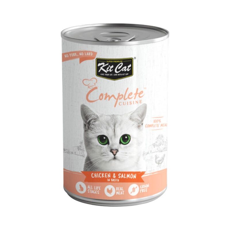 Canned Cat Food - Complete CUISINE - Chicken & Salmon In Broth - 150 g - J & J Pet Club - Kit Cat