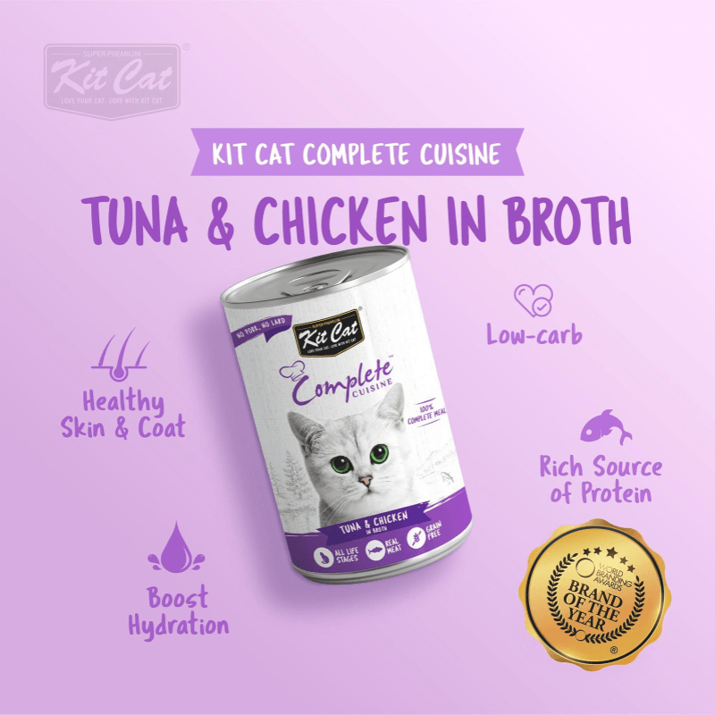 Canned Cat Food - Complete CUISINE - Tuna & Chicken In Broth - 150 g - J & J Pet Club - Kit Cat