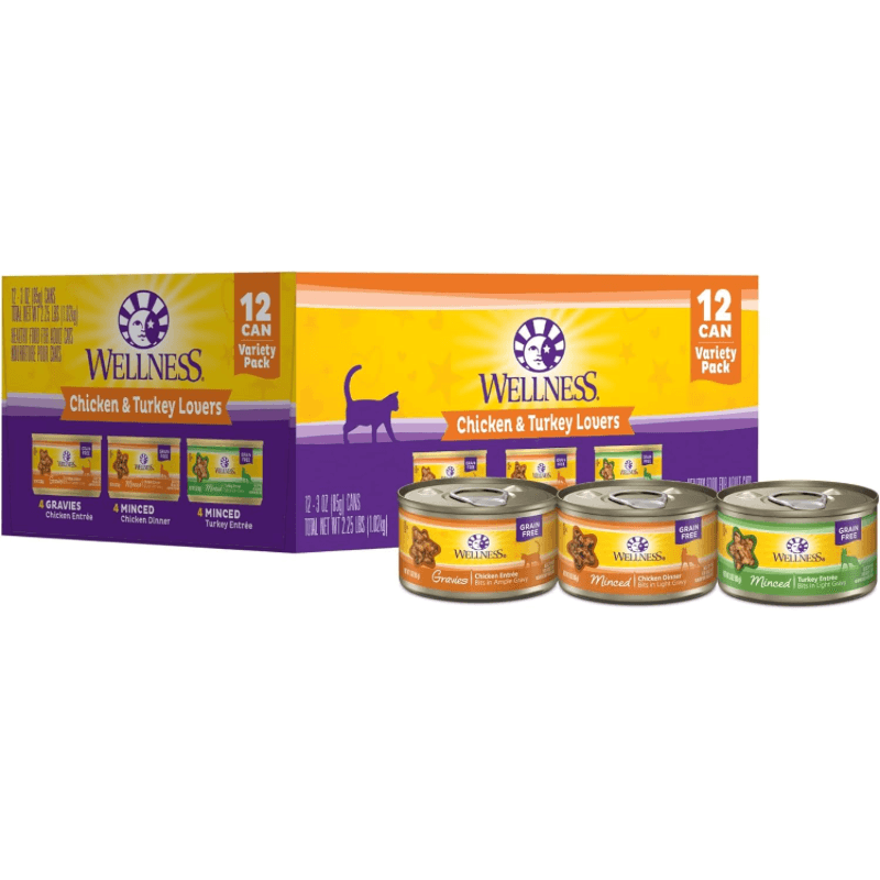 Canned Cat Food - COMPLETE HEALTH - Variety Pack - Chicken & Turkey Lovers - 3 oz can, case of 12 - J & J Pet Club - Wellness