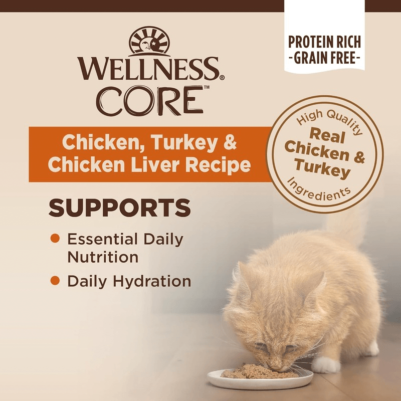 Canned Cat Food - CORE - Classic Pâté - ADULT Chicken, Turkey & Chicken Liver Recipe - 5.5 oz - J & J Pet Club - Wellness