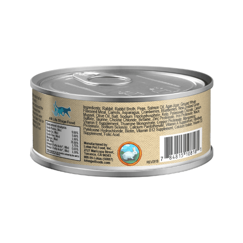 Canned Cat Food - Grain Free Rabbit Pate - 5.3 oz - J & J Pet Club - Lotus
