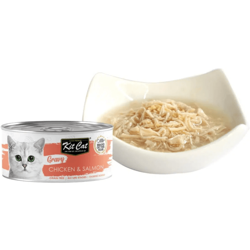 Canned Cat Food - Gravy - Chicken & Salmon - 70 g - J & J Pet Club - Kit Cat