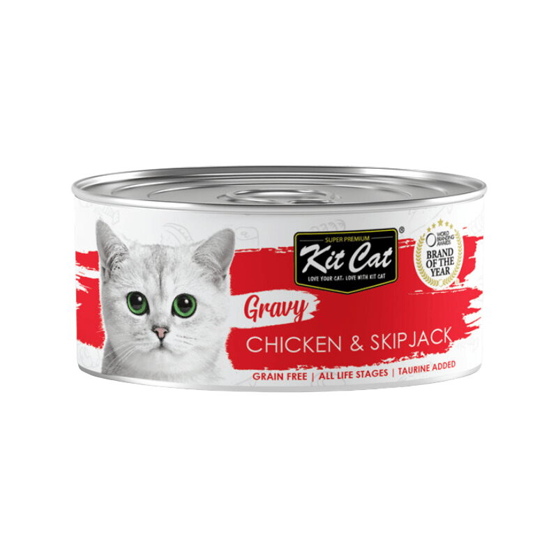 Canned Cat Food - Gravy - Chicken & Skipjack - 70 g - J & J Pet Club - Kit Cat