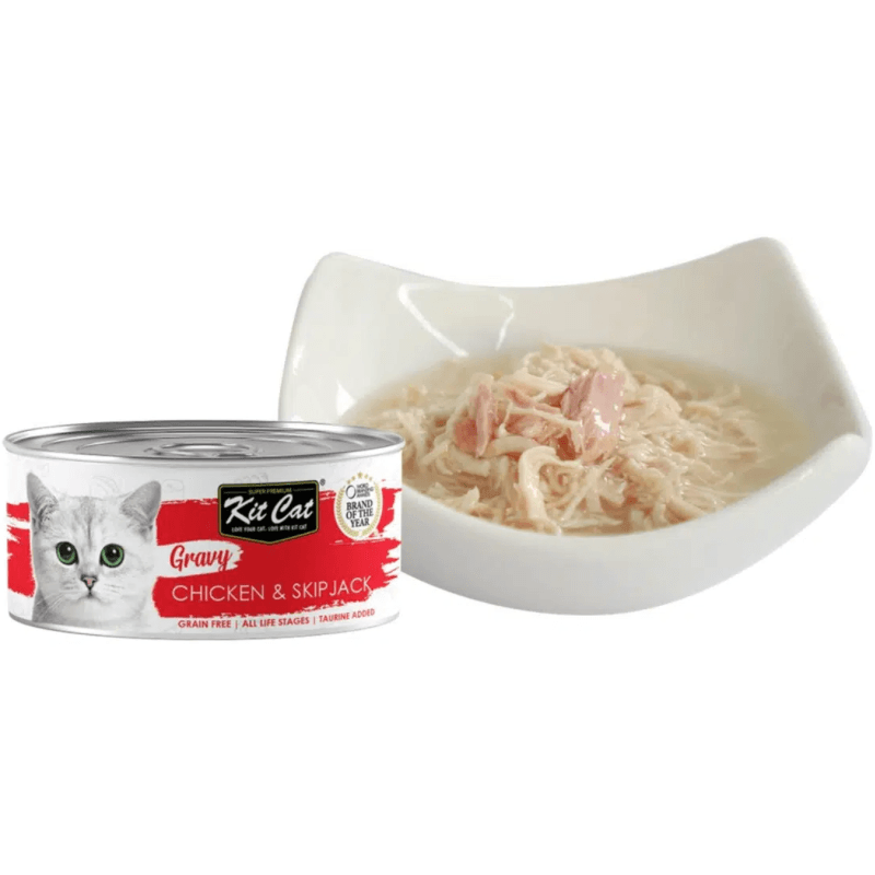 Canned Cat Food - Gravy - Chicken & Skipjack - 70 g - J & J Pet Club - Kit Cat