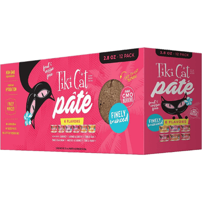 Canned Cat Food - GRILL PATE - Variety Pack - 2.8 oz can, case of 12 - J & J Pet Club - Tiki Cat