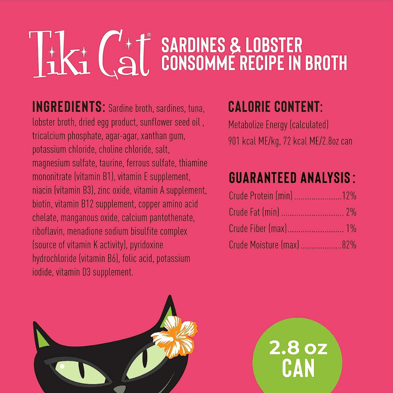 Canned Cat Food - GRILL - Sardines & Lobster Consomme Pate - 2.8 oz - J & J Pet Club - Tiki Cat