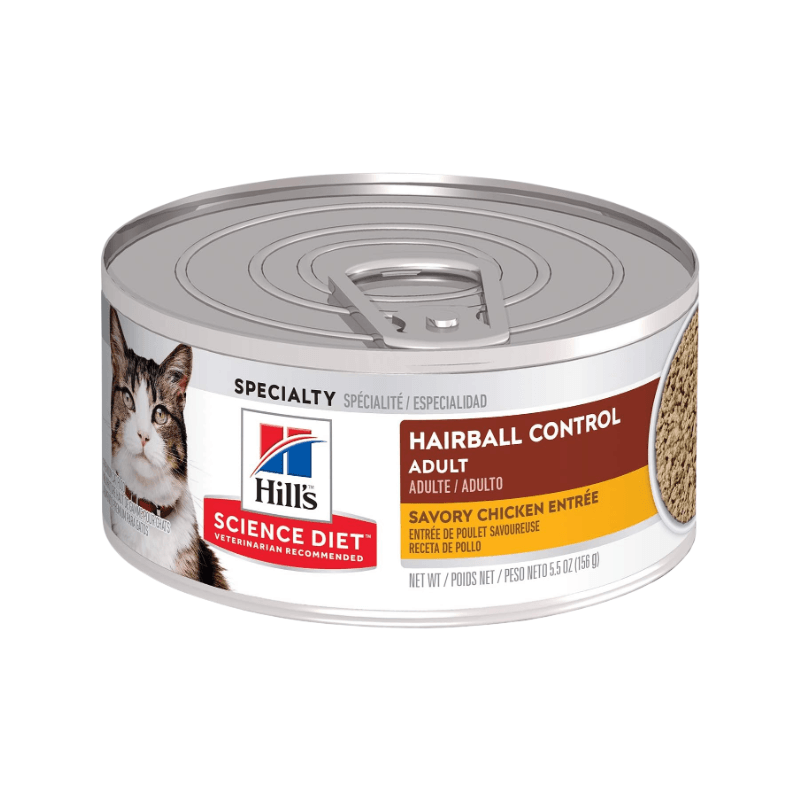 Canned Cat Food - HAIRBALL CONTROL - Savory Chicken Entrée - Adult - J & J Pet Club - Hill's Science Diet