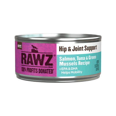 Canned Cat Food - Hip & Joint Support - Salmon, Tuna & Green Mussels Recipe Pâté - 5.5 oz - J & J Pet Club - Rawz
