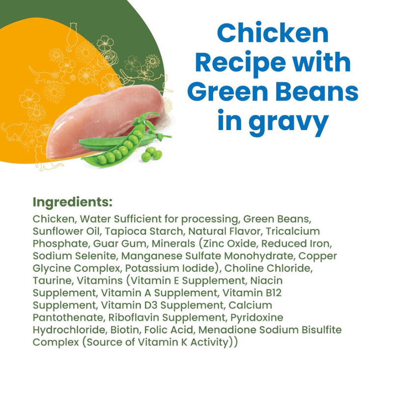 Canned Cat Food - HQS COMPLETE - Chicken Recipe with Green Beans in Gravy - Adult - 2.47 oz - J & J Pet Club - Almo Nature
